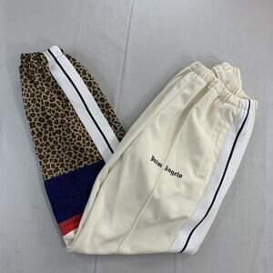PALM ANGELS White Leopard V Colorblock Jogger Track Pants Adult Size XS